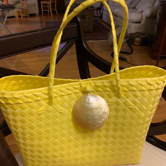 Summer beach bag - woven plastic beach bag. Waterproof - Picture 3 of 4